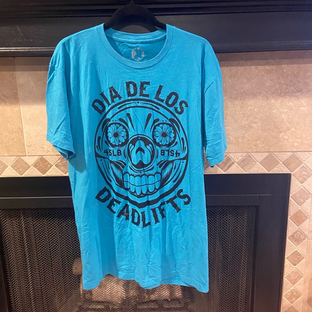 Dia De Los Deadlifts Blue Graphic T-Shirt